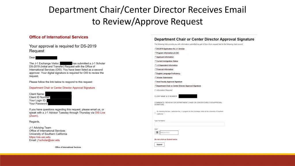 department chair center director receives email