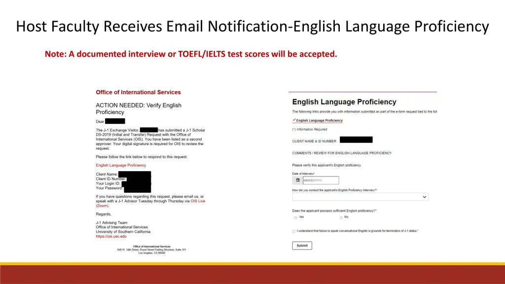 host faculty receives email notification english