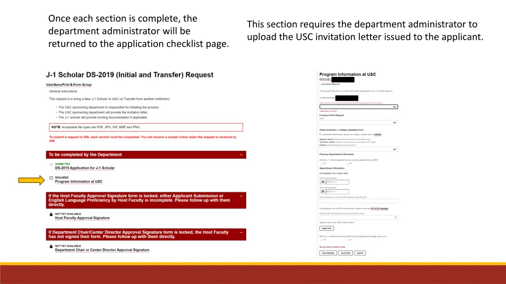 once each section is complete the department