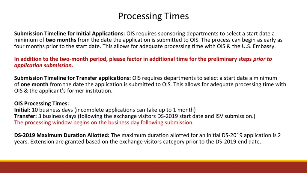 processing times