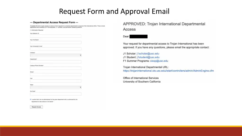 request form and approval email