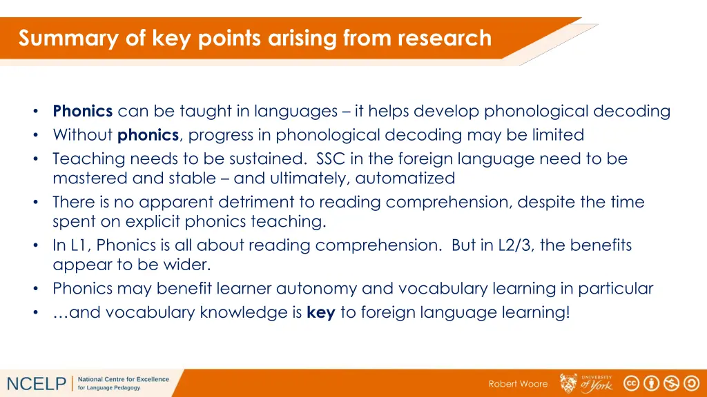 summary of key points arising from research