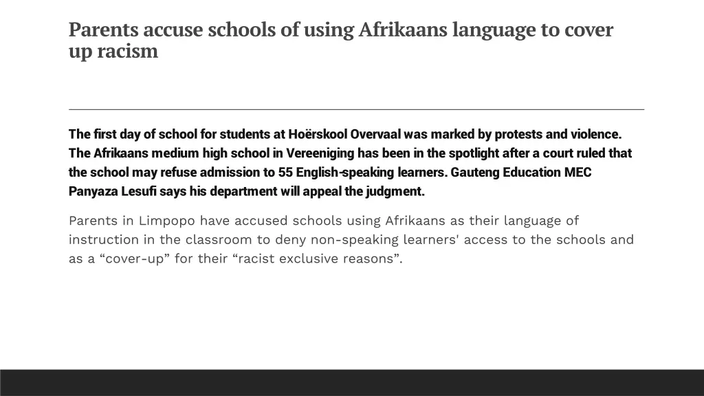 parents accuse schools of using afrikaans