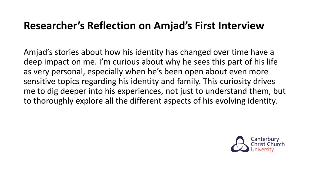 researcher s reflection on amjad s first interview