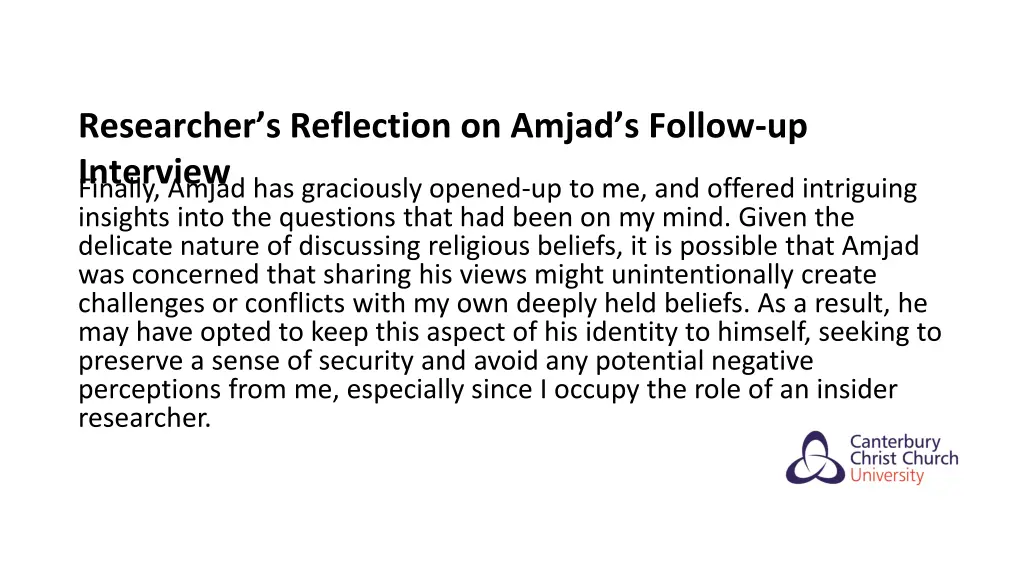 researcher s reflection on amjad s follow