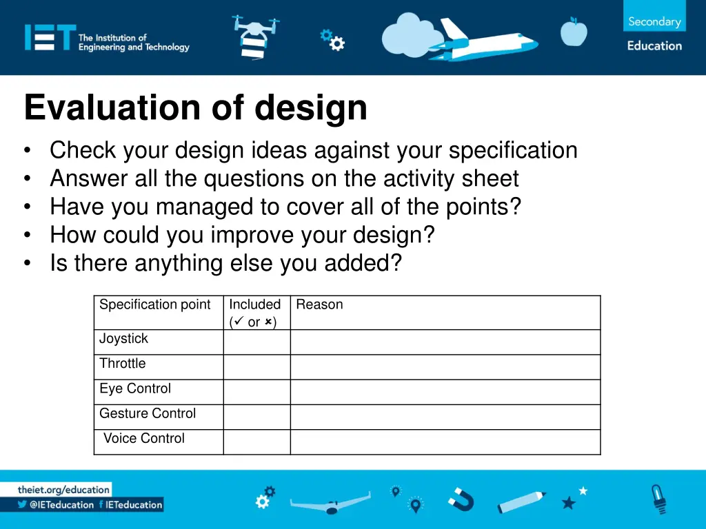 evaluation of design check your design ideas