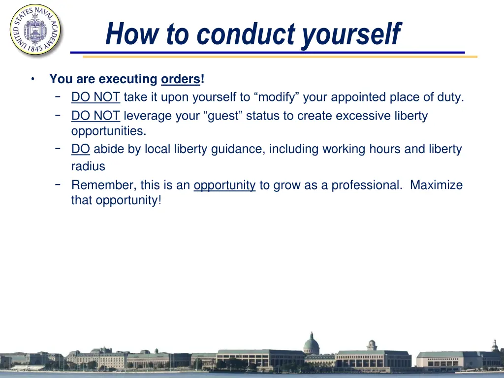 how to conduct yourself 1