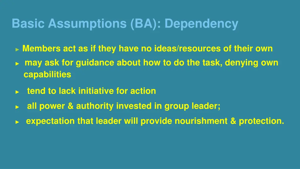 basic assumptions ba dependency