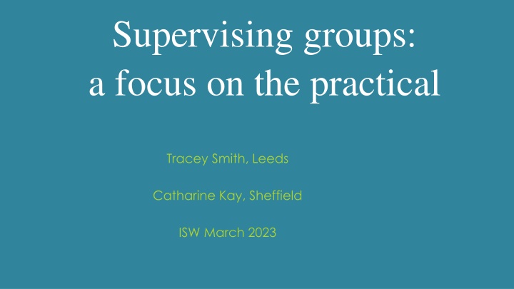 supervising groups a focus on the practical