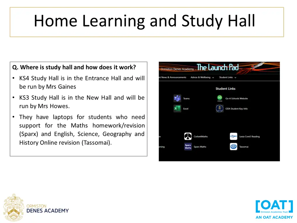 home learning and study hall