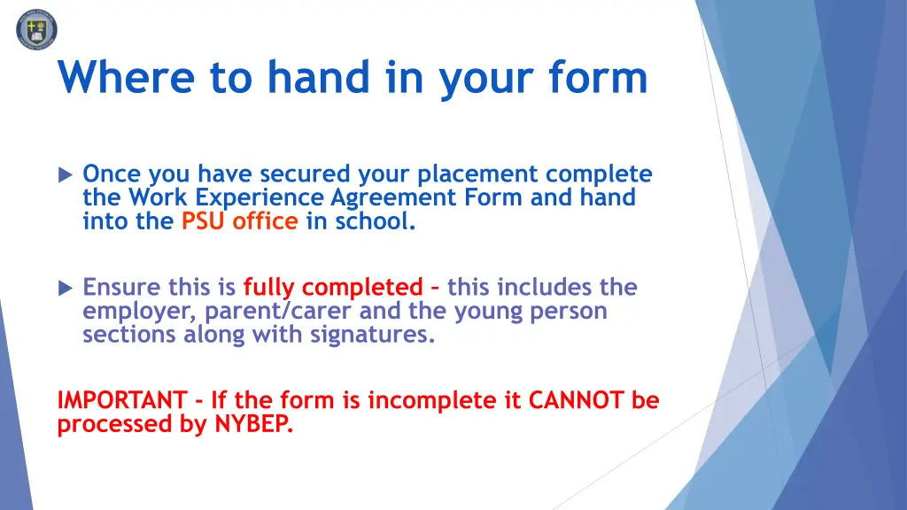 where to hand in your form