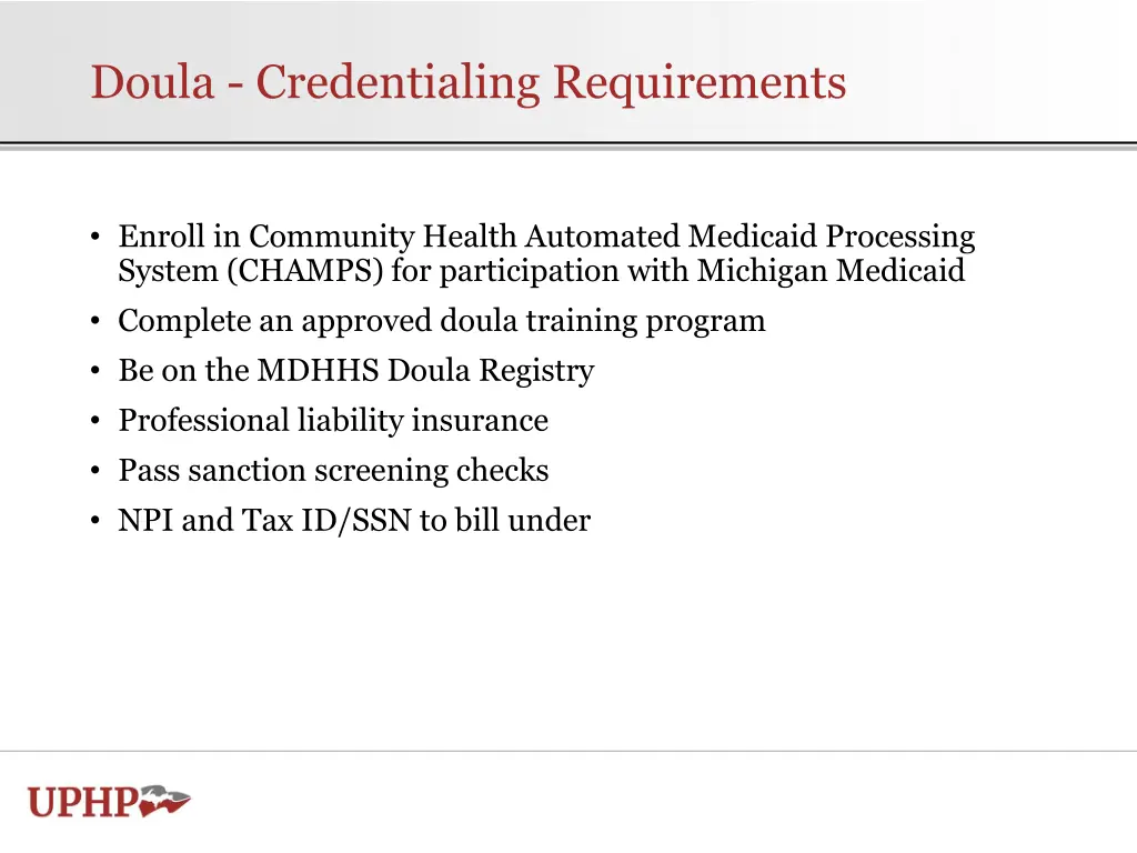 doula credentialing requirements