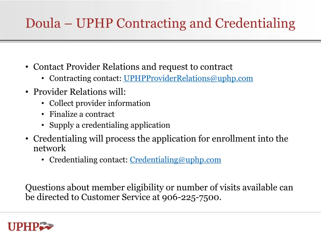 doula uphp contracting and credentialing