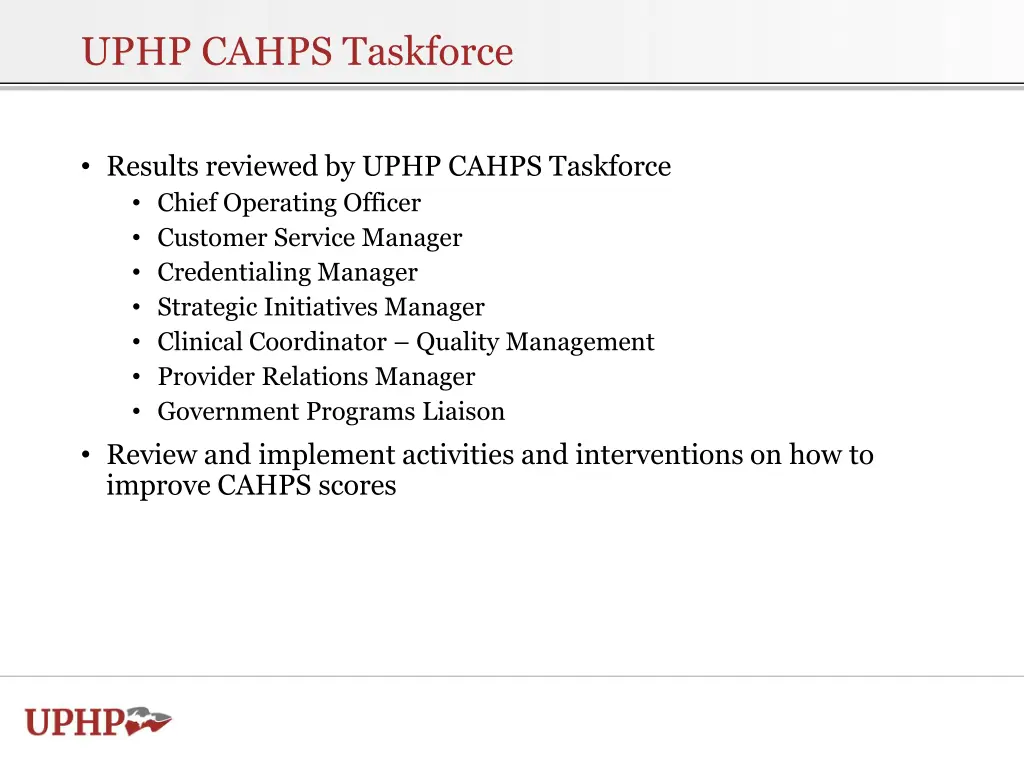 uphp cahps taskforce