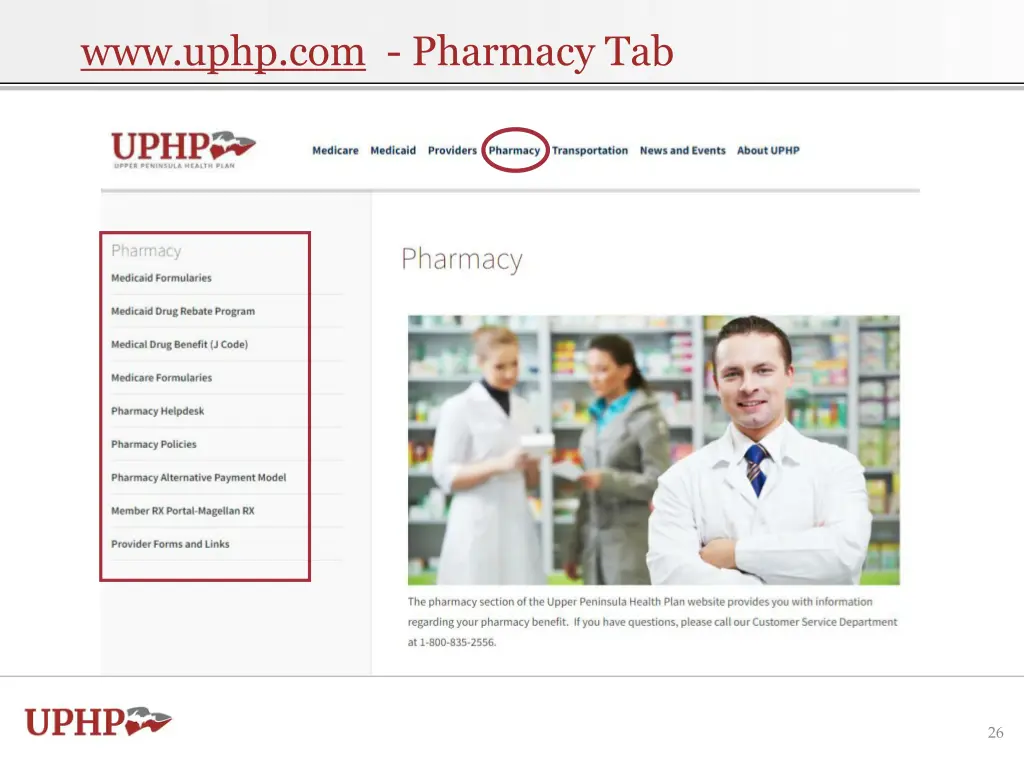 www uphp com pharmacy tab