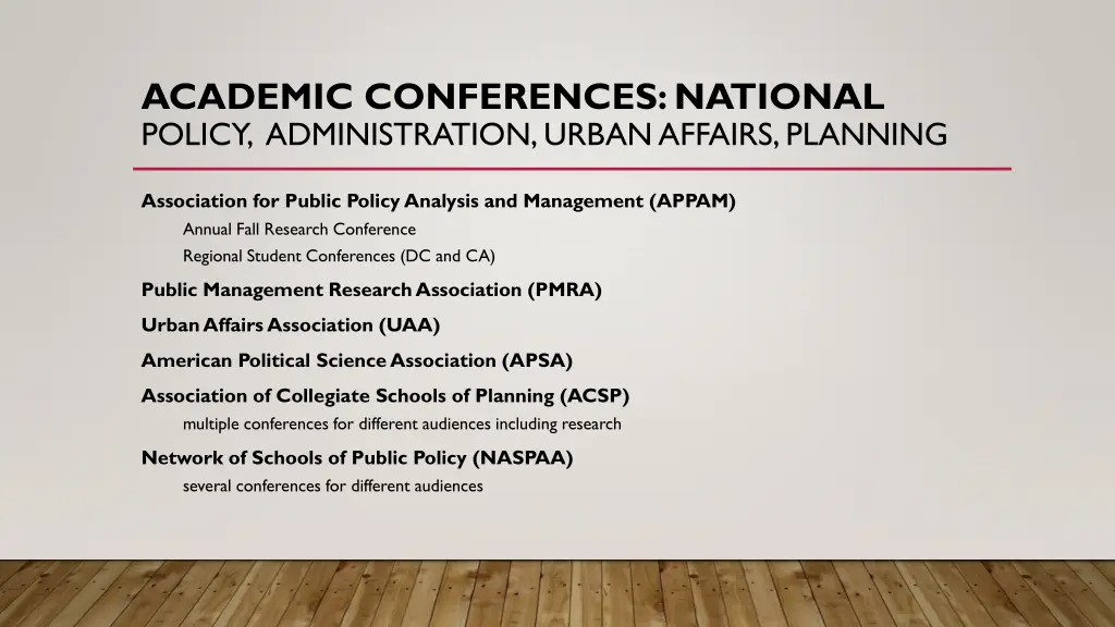 academic conferences national policy