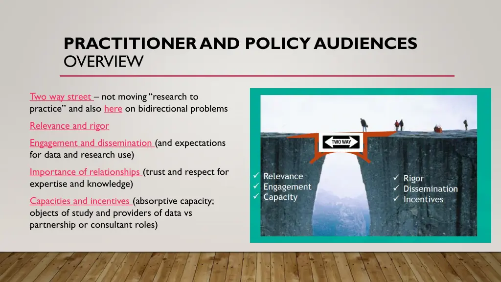 practitioner and policy audiences overview 1