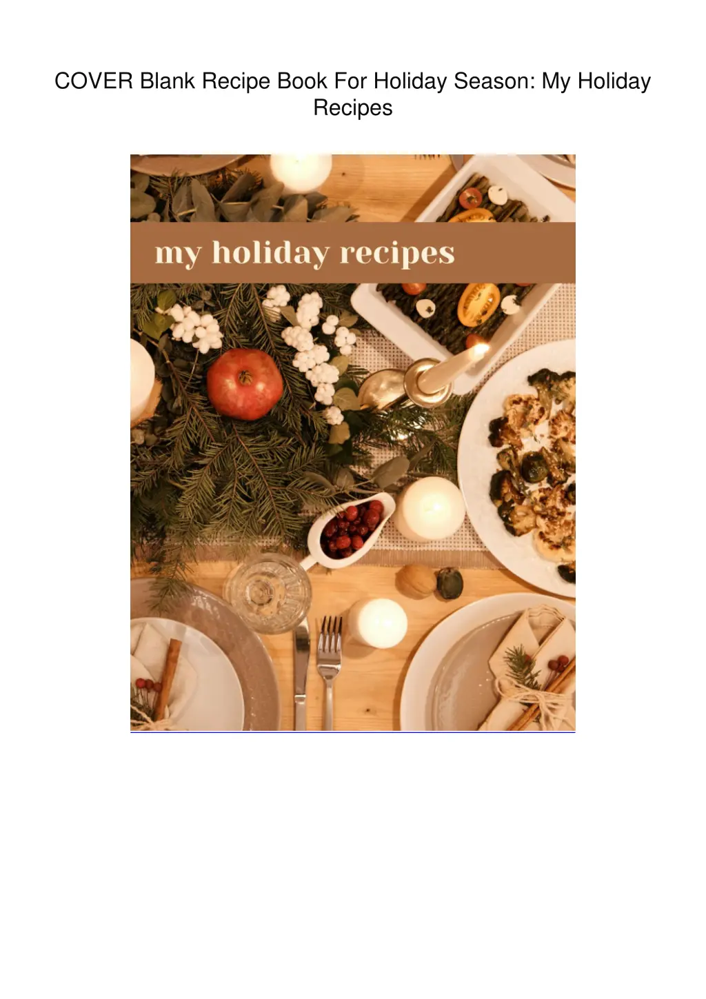 cover blank recipe book for holiday season