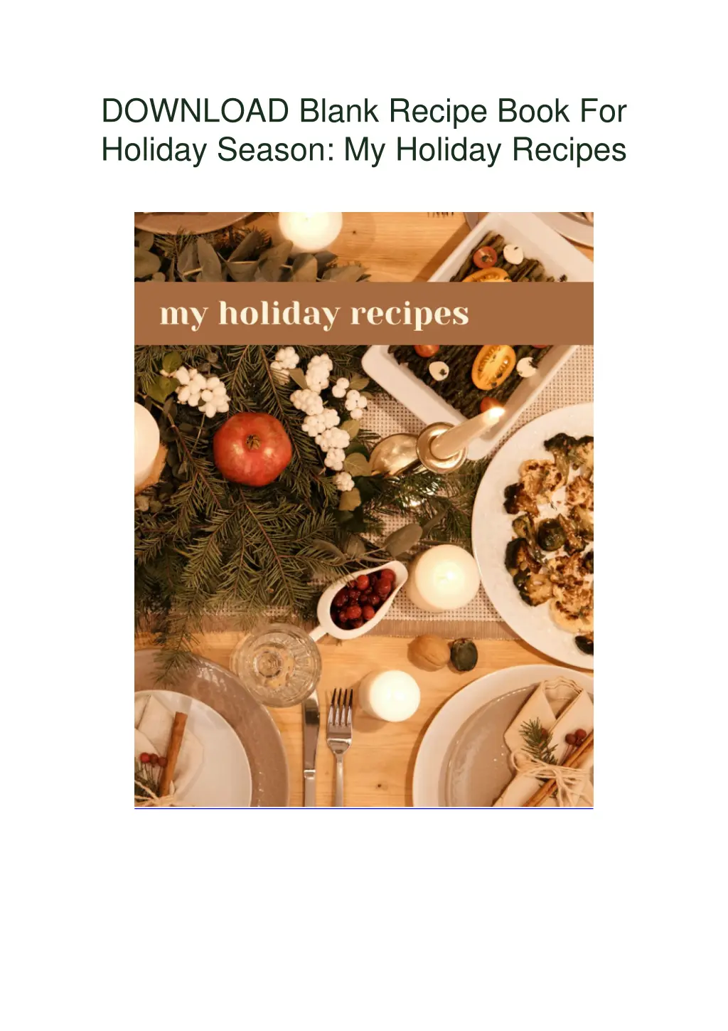 download blank recipe book for holiday season