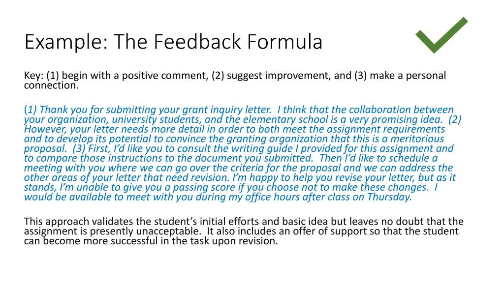 example the feedback formula