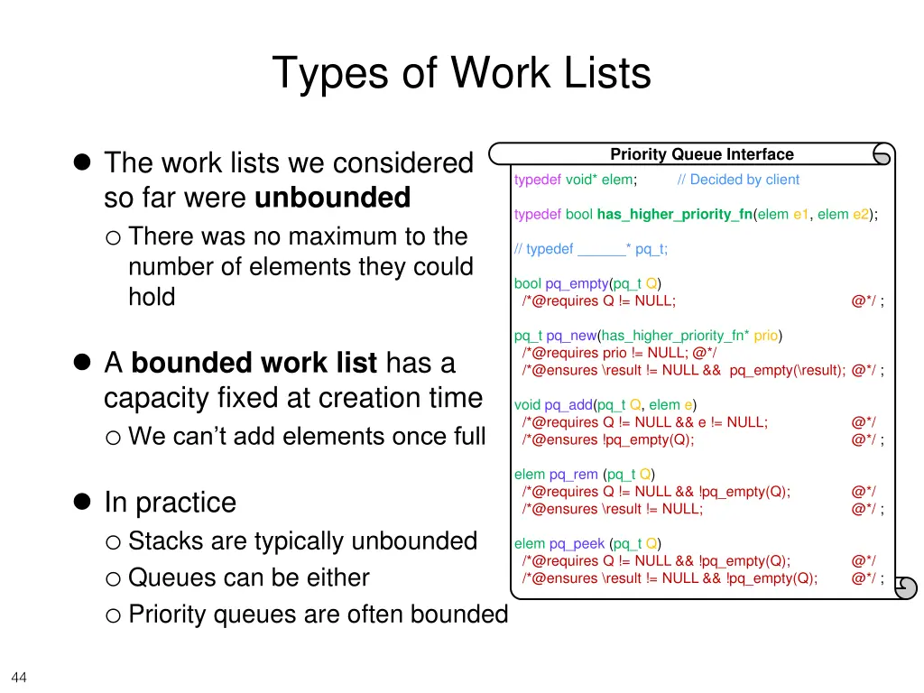 types of work lists