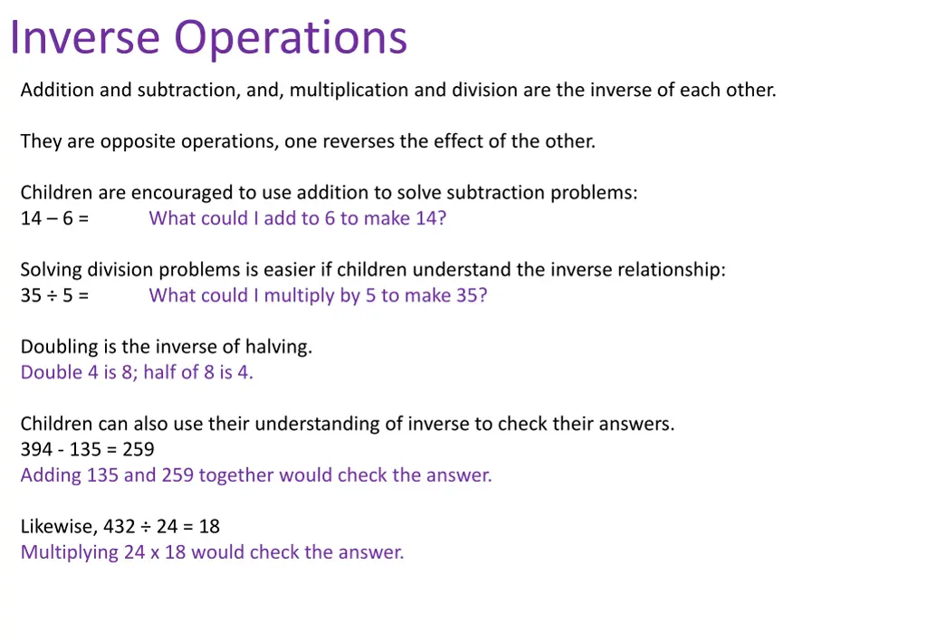 inverse operations