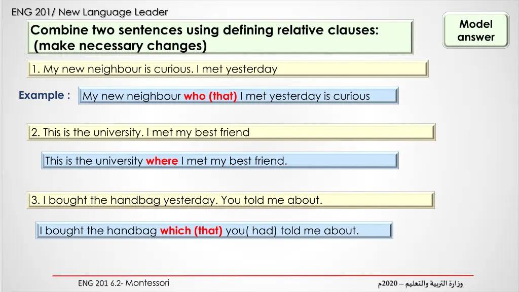 eng 201 new language leader combine two sentences