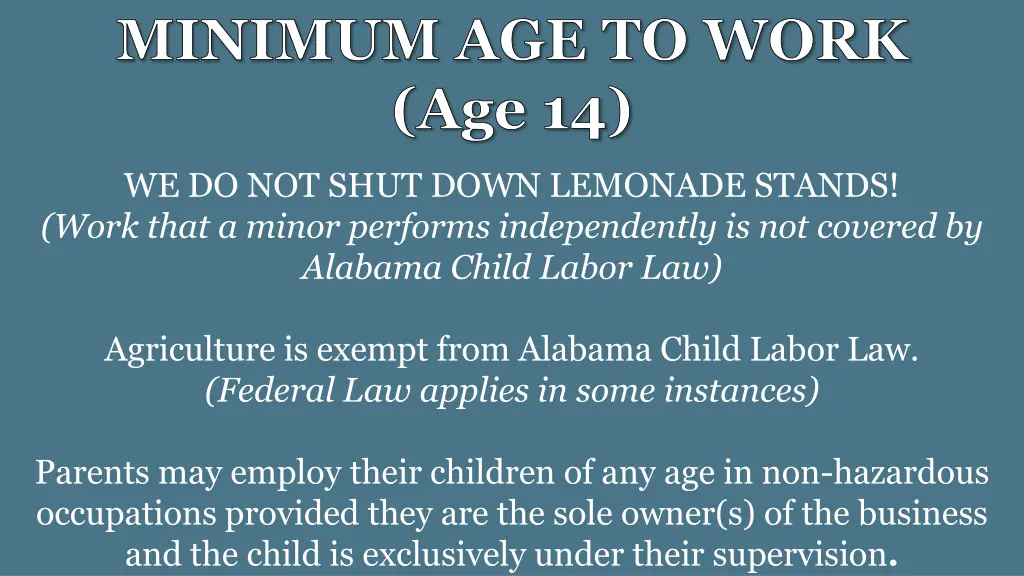 minimum age to work age 14