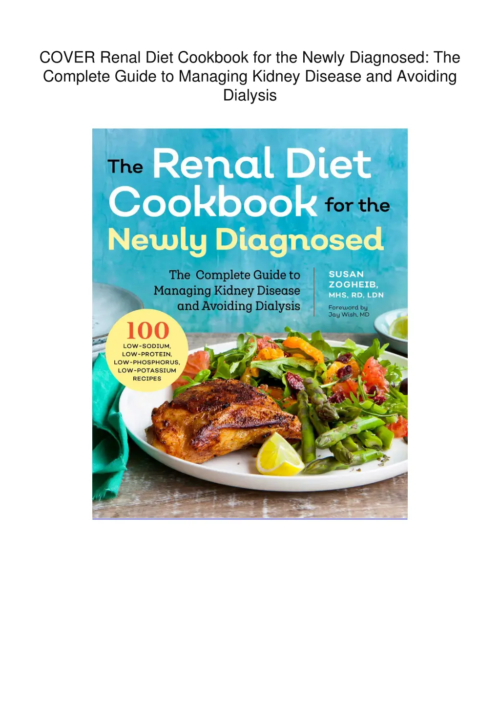 cover renal diet cookbook for the newly diagnosed