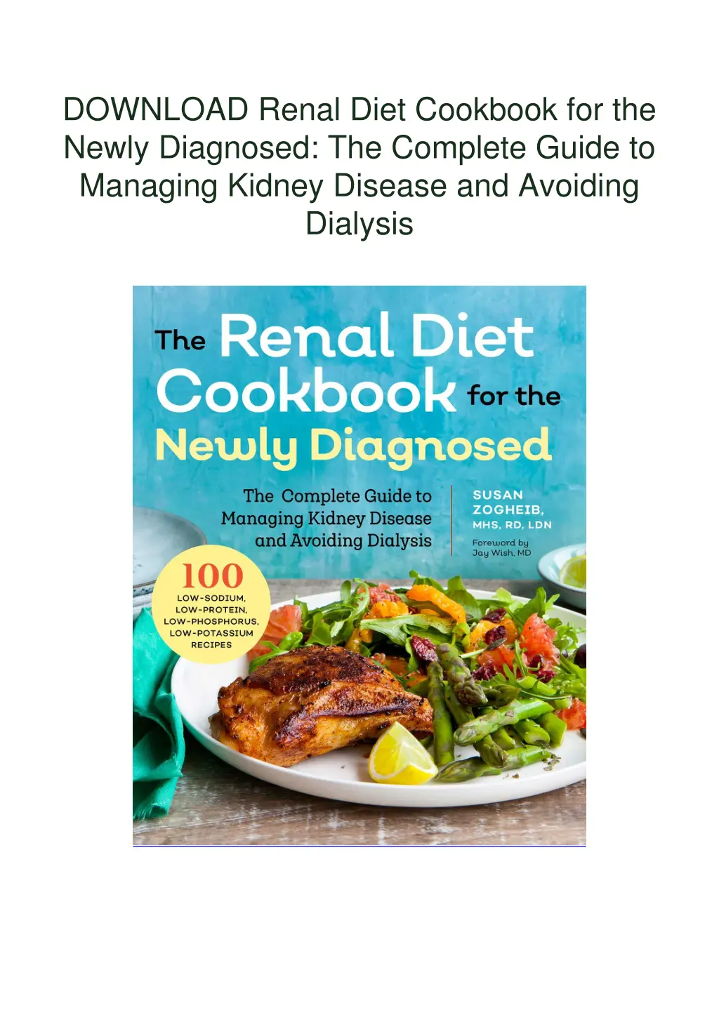 download renal diet cookbook for the newly