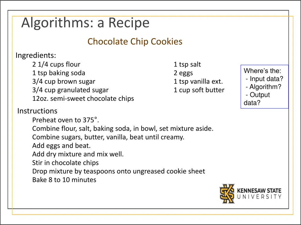 algorithms a recipe