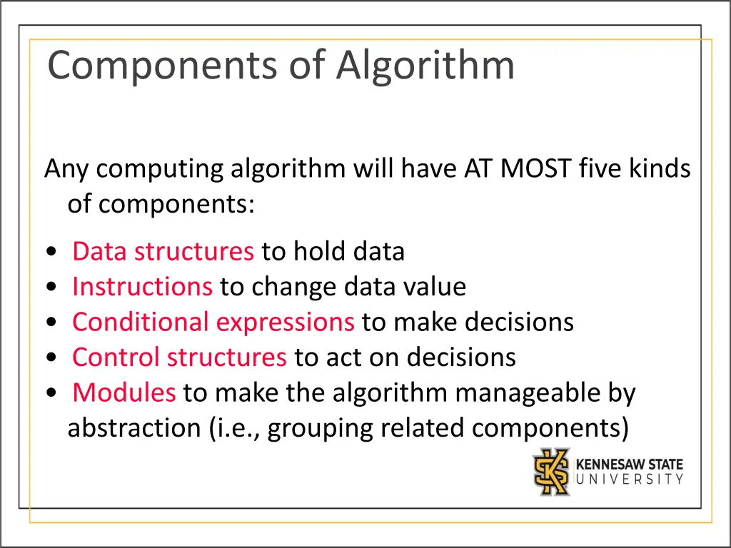 components of algorithm