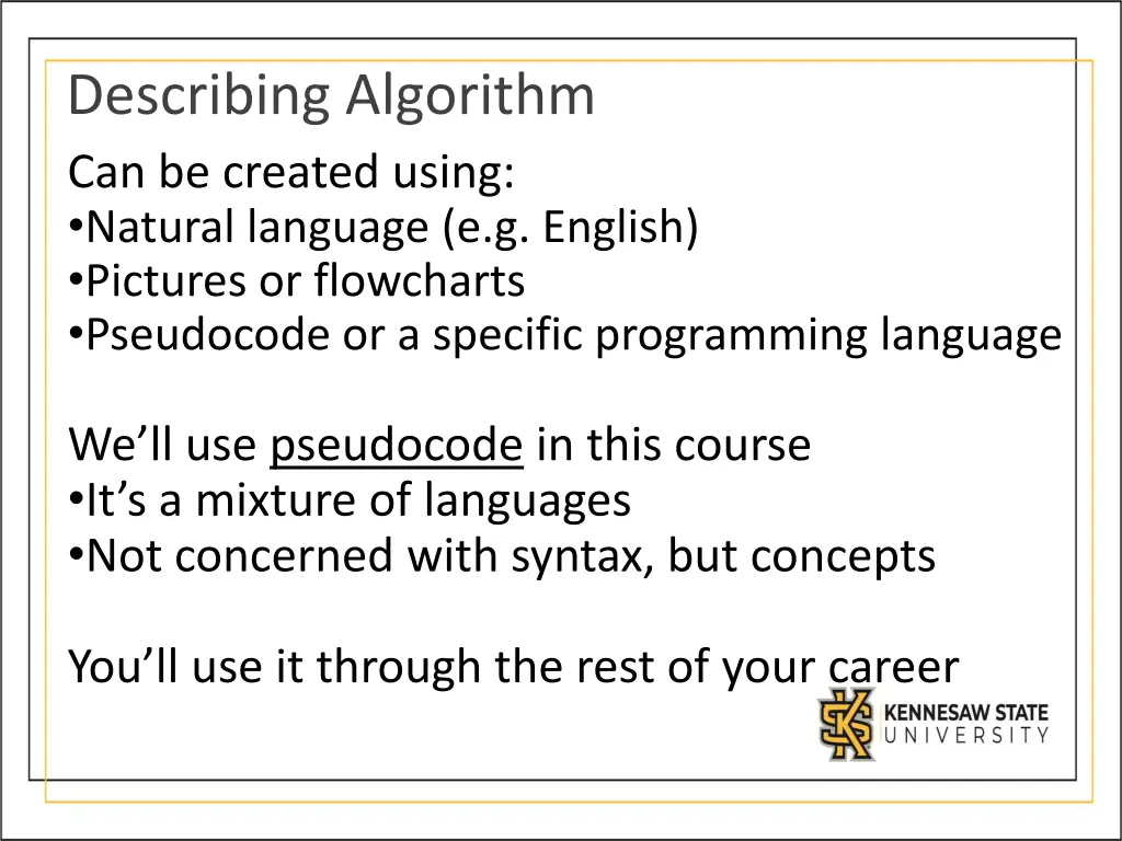 describing algorithm