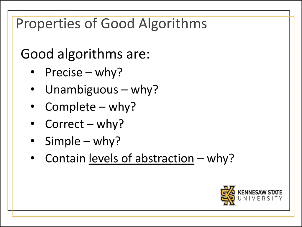 properties of good algorithms