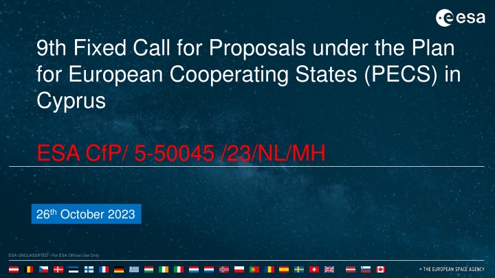 9th fixed call for proposals under the plan