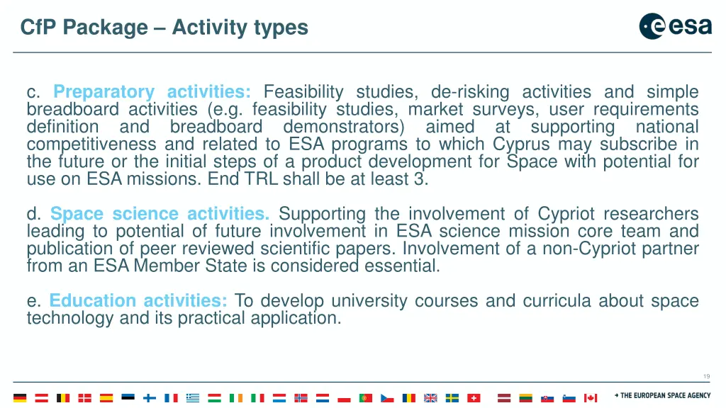 cfp package activity types 1