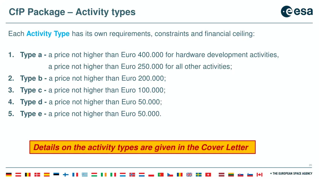 cfp package activity types 2