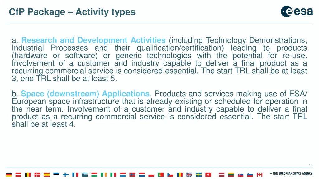 cfp package activity types