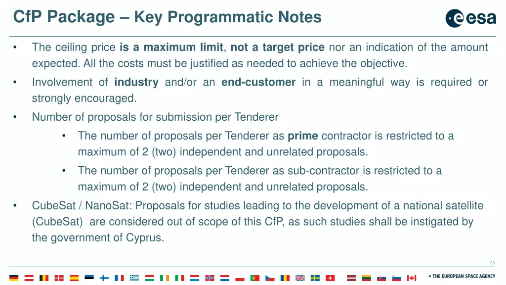 cfp package key programmatic notes 1