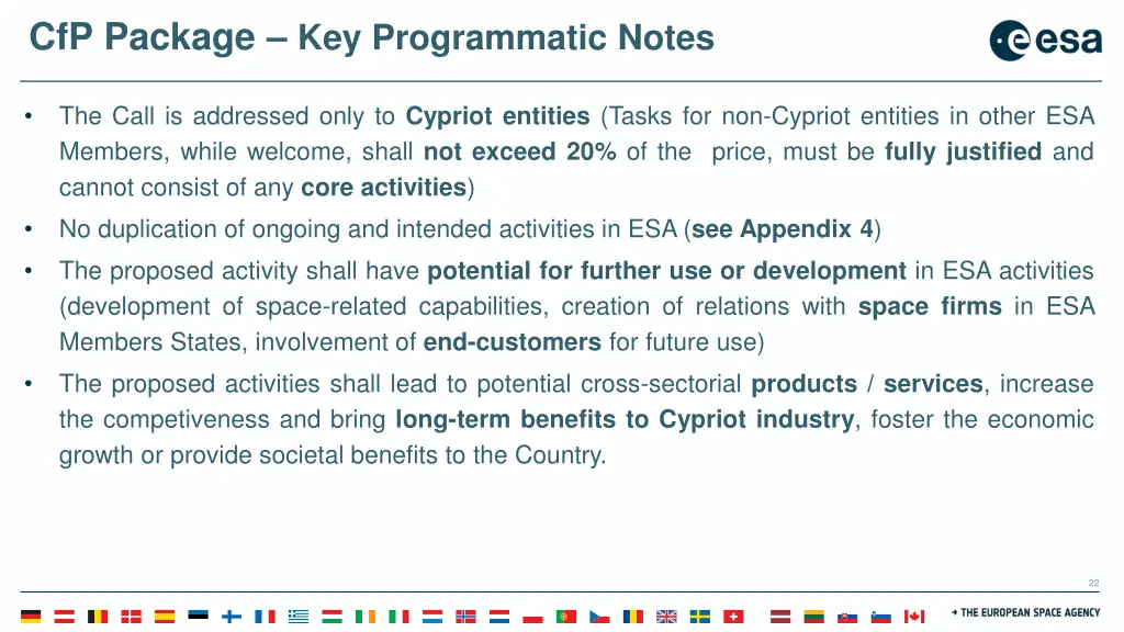 cfp package key programmatic notes