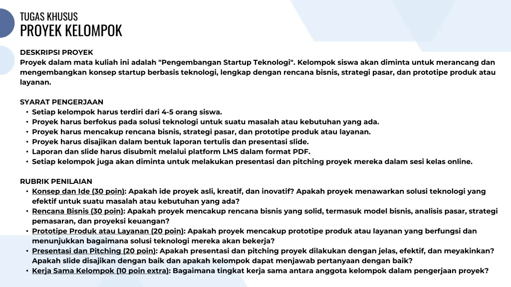 tugas khusus proyek kelompok