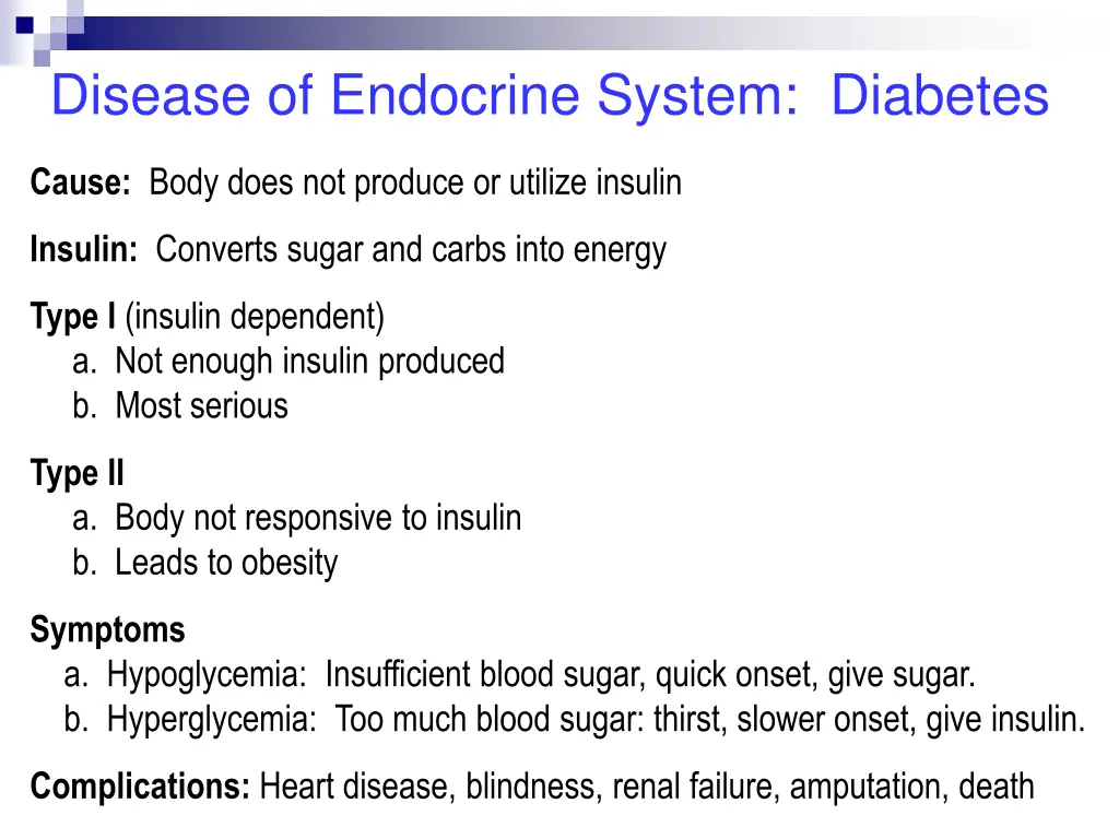 disease of endocrine system diabetes