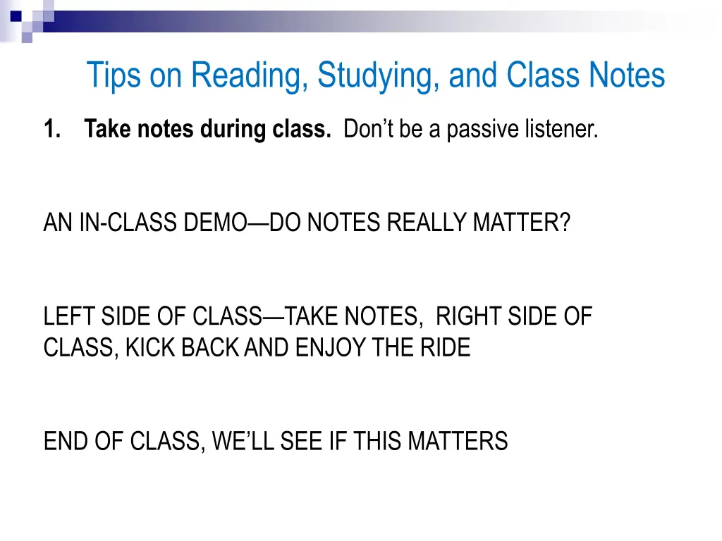 tips on reading studying and class notes