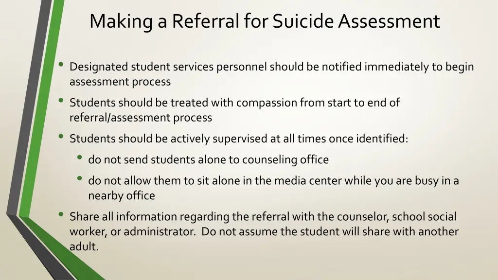 making a referral for suicide assessment