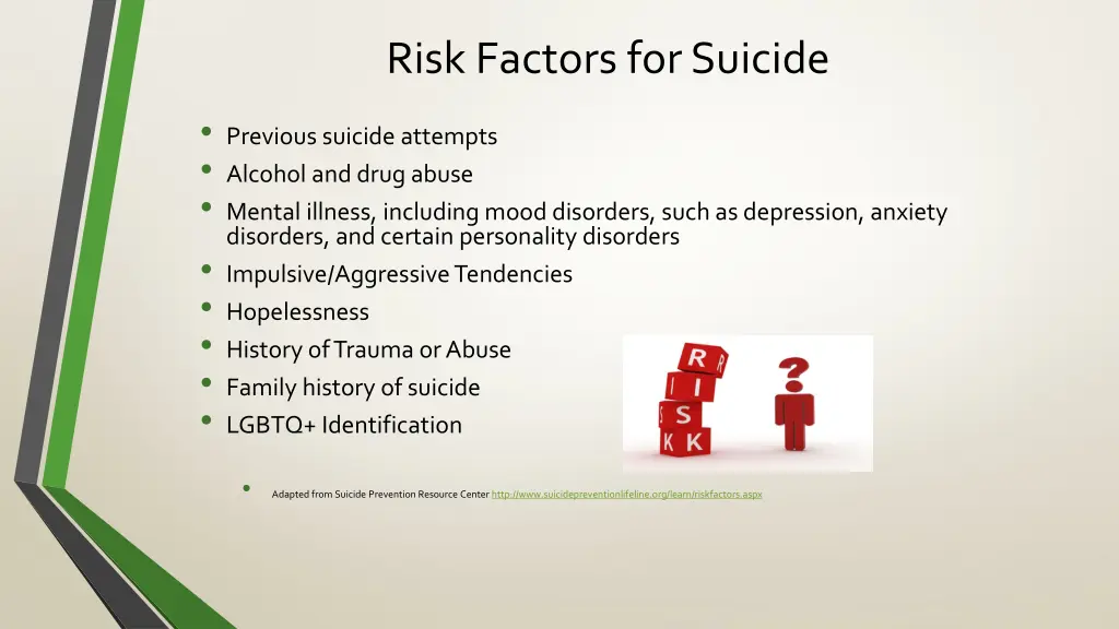 risk factors for suicide