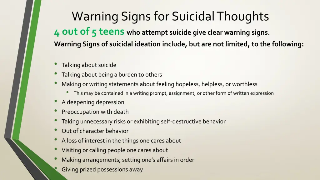 warning signs for suicidal thoughts