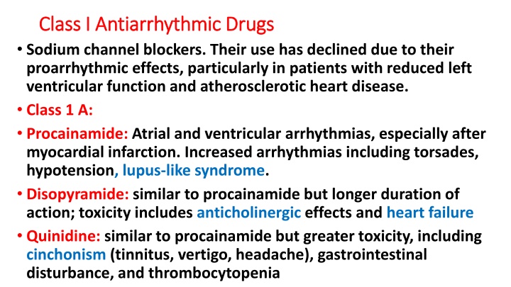 class i antiarrhythmic drugs class