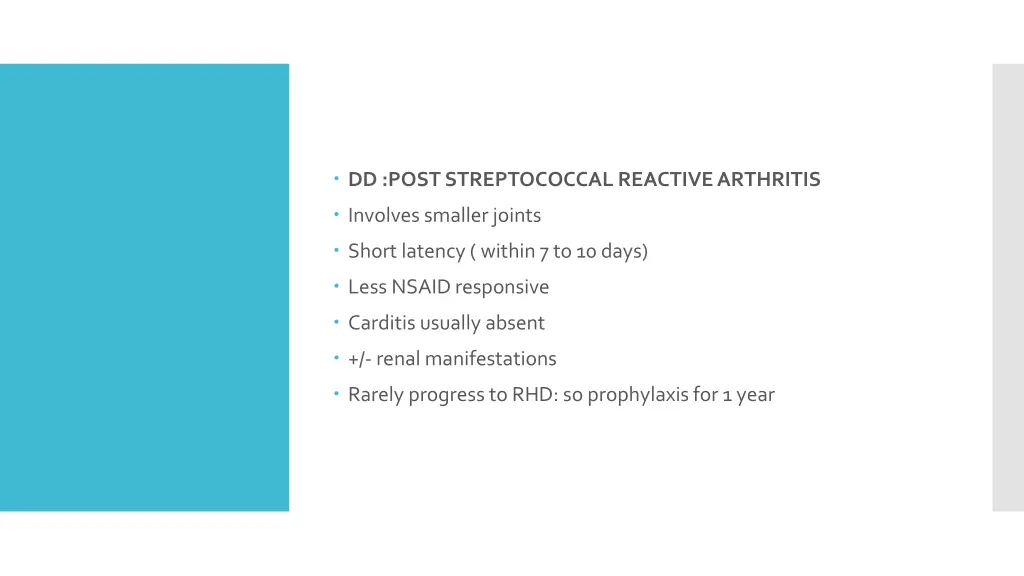 dd post streptococcal reactive arthritis