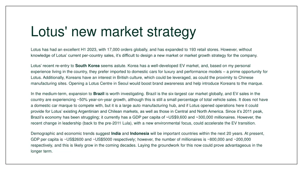 lotus new market strategy