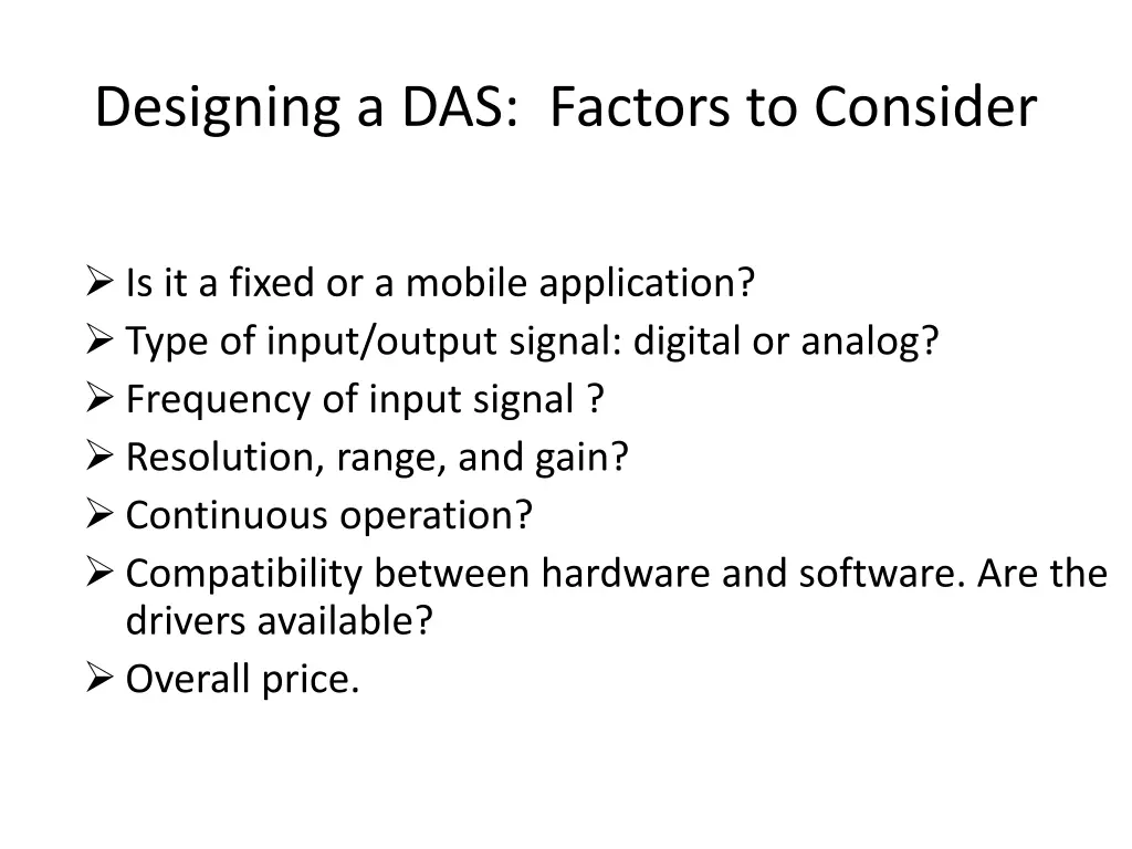 designing a das factors to consider